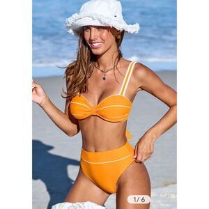NWT CUPSHE Sunset Blaze Orange Bikini Set- size L/XL